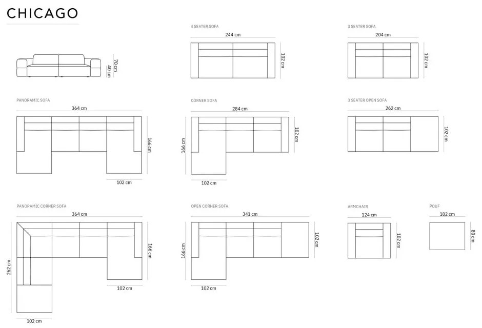 Bézs heverő (jobb oldali) Chicago – Cosmopolitan Design