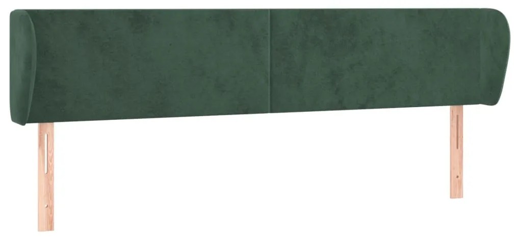 sötétzöld bársony fejtámla szárnyakkal 183x23x78/88 cm