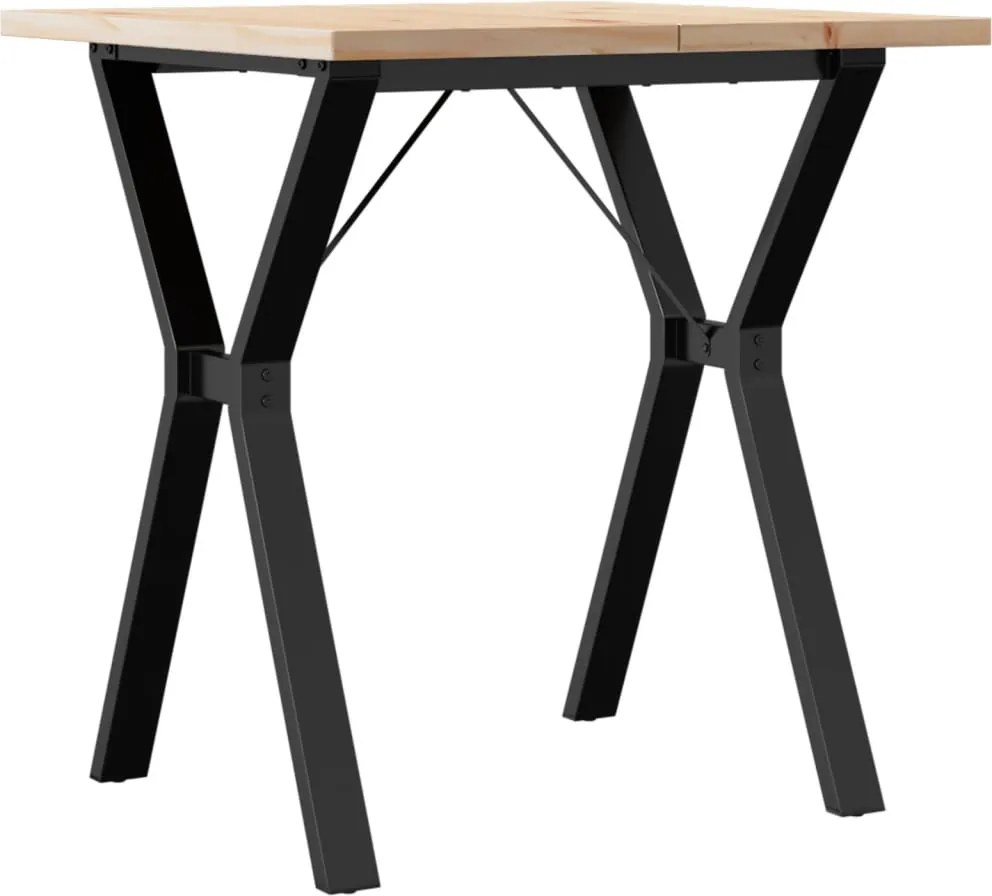 vidaXL tömör fenyőfa és acél étkezőasztal Y-vázzal 70x70x75,5 cm