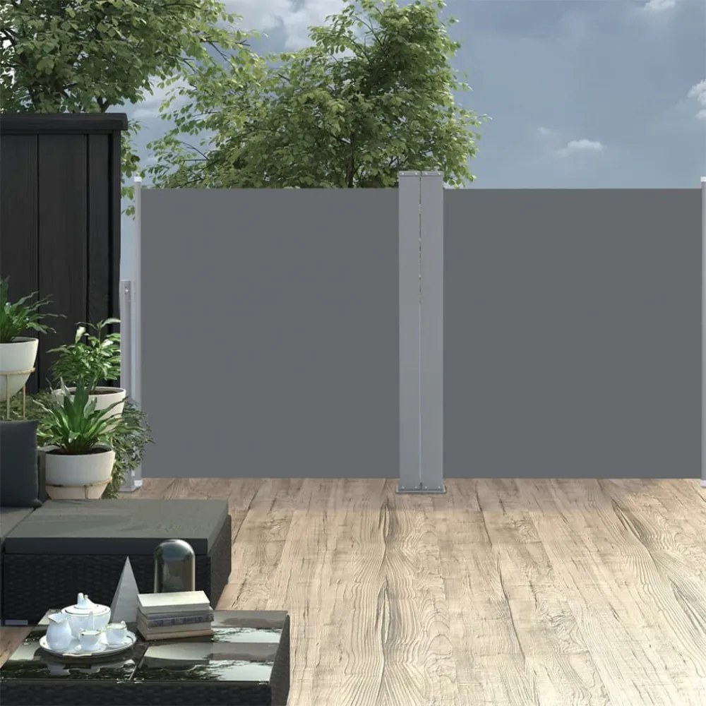 antracitszürke behúzható oldalsó napellenző 100 x 600 cm