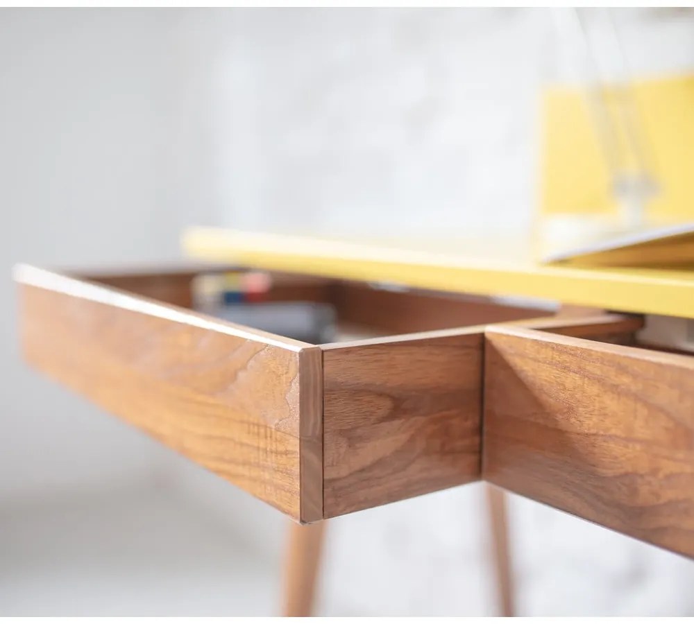 Luka Oak szürke íróasztal kőrisfa lábakkal, hossz 85 cm - Ragaba