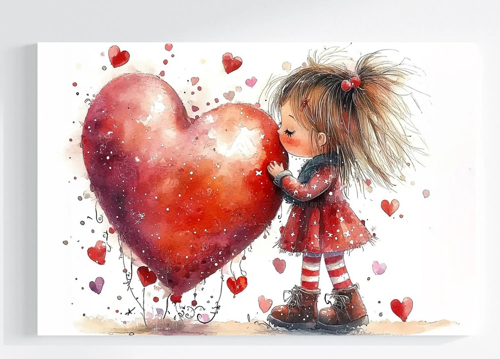 Canvas Vászonkép Gyerek Lány Szív Szerelem Barátság 60x40