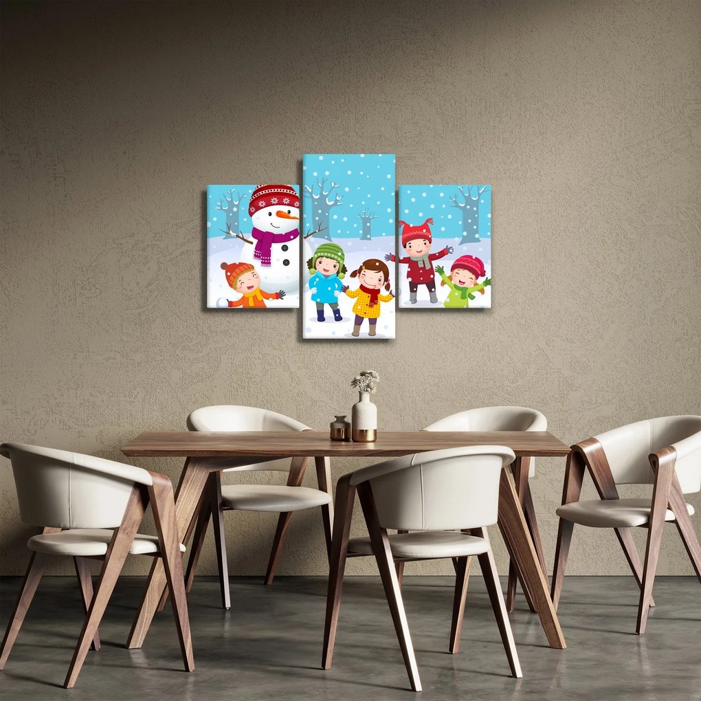 Kép - Téli gyerekes mulatságok (90x60 cm)