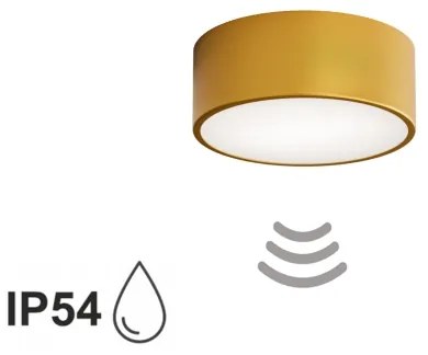CLEO fürdőszobai mennyezeti lámpatest érzékelővel, 1xE27/24W/230V, átmérő 20 cm, IP54, aranyszínű