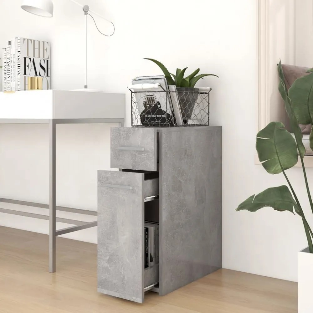 betonszürke szerelt fa patikaszekrény 20 x 45,5 x 60 cm