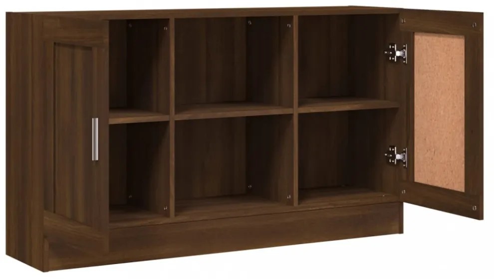 kézműves tölgy színű szerelt fa tálalószekrény 120x30,5x70 cm