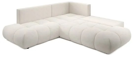 ALMADA kihúzható jobb oldali L alakú kárpitozott sarokkanapé tárolóval, bézs
