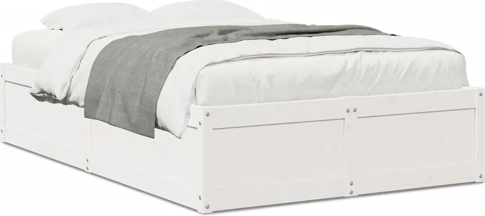 vidaXL fehér tömör fenyőfa ágy matrac nélkül 135 x 190 cm