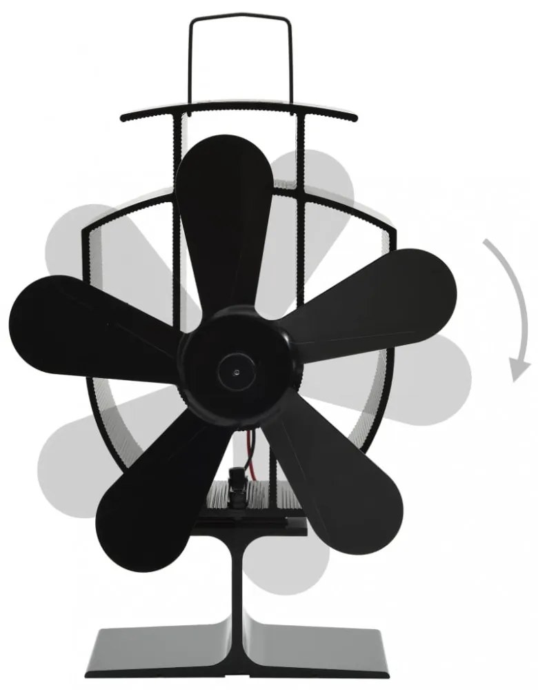 vidaXL fekete hővel meghajtott ötlapátos kandalló ventilátor