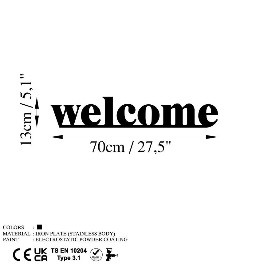 Fém fali dekoráció, Welcome