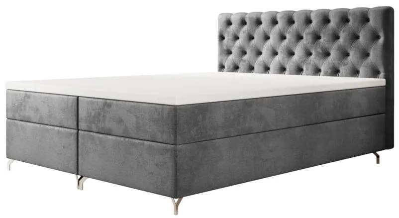 FESTER 2 kárpitozott boxspring ágy - szürke / 180x200