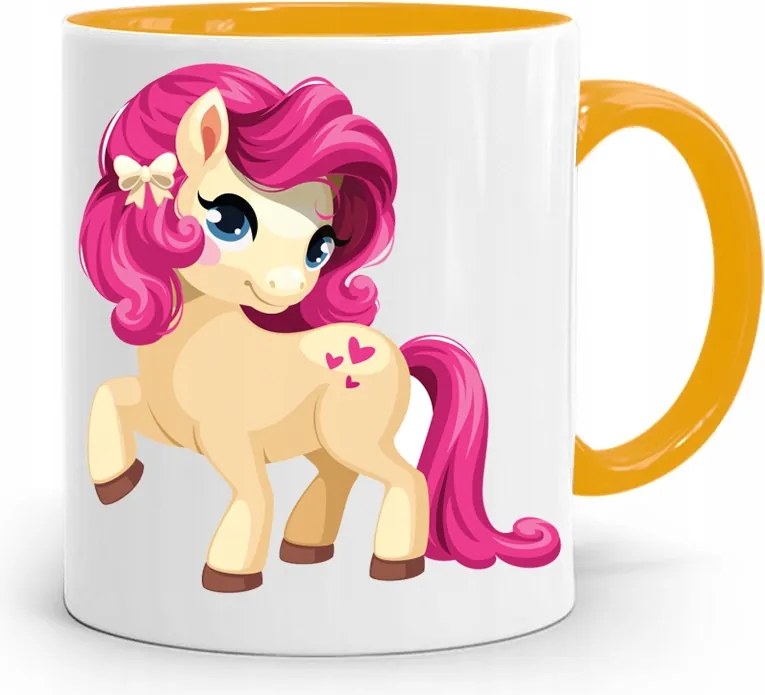 Sárga Bögre Gyermeknap Lány Unikornis Ajándék fényképes nyomtatással