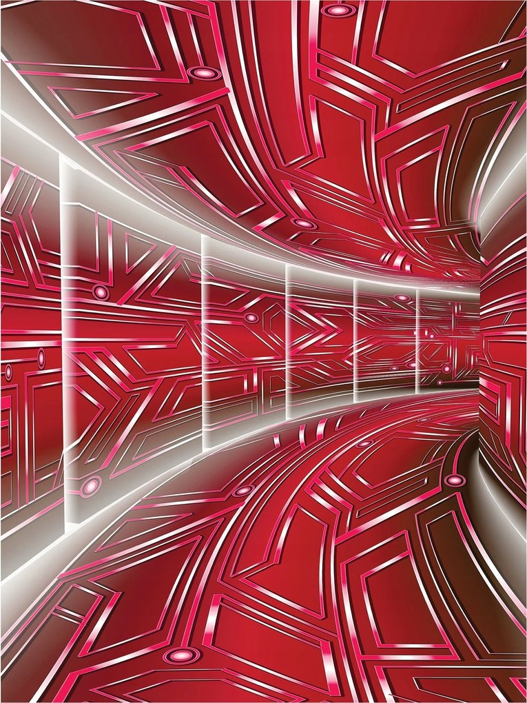 Háttérkép Alagút Absztrakt Futurizmus Piros-fehér Perspektíva 184x254 vinil