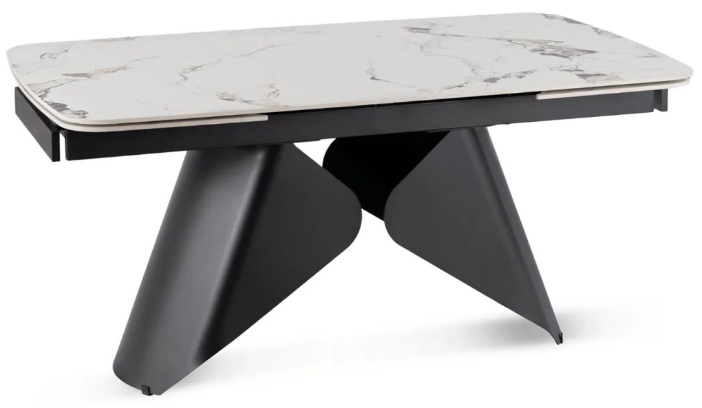 Bővíthető Kerámia Étkezőasztal Fehér Márvány/Fekete Színben. VERONA 160–240 cm