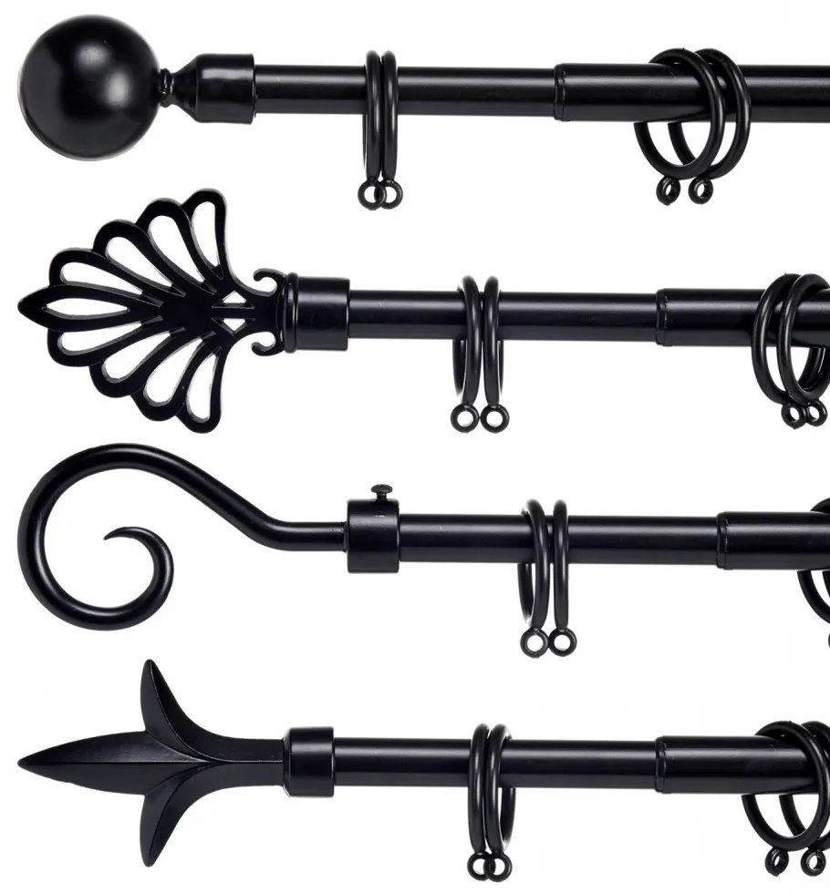 Fekete fém karám VALANCE GLOBE 170-320 cm