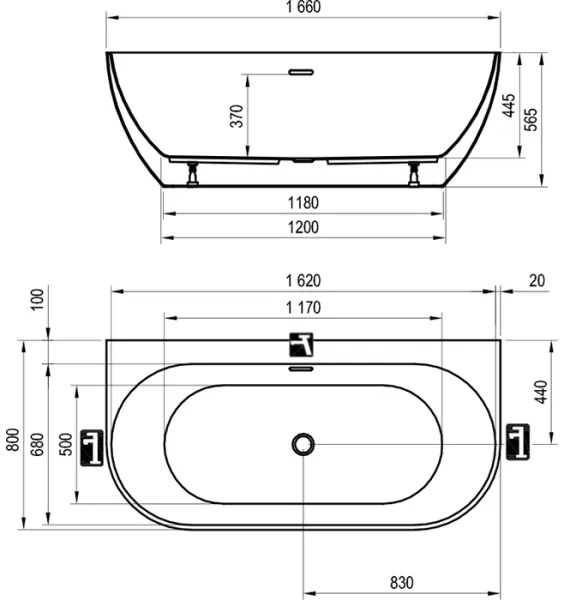 Ravak XC00100024 - FREEDOM kád 166x80 cm, akril, fényes fehér