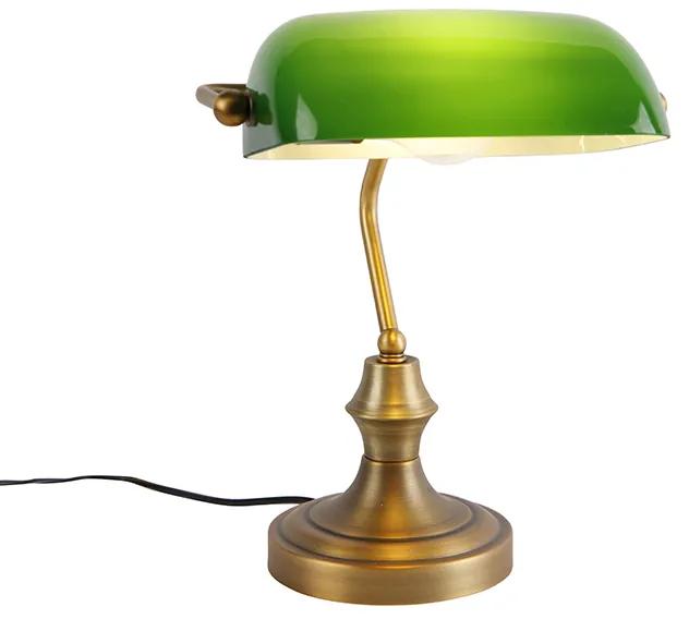 Klasszikus közjegyzői lámpa bronz zöld színnel - Banker