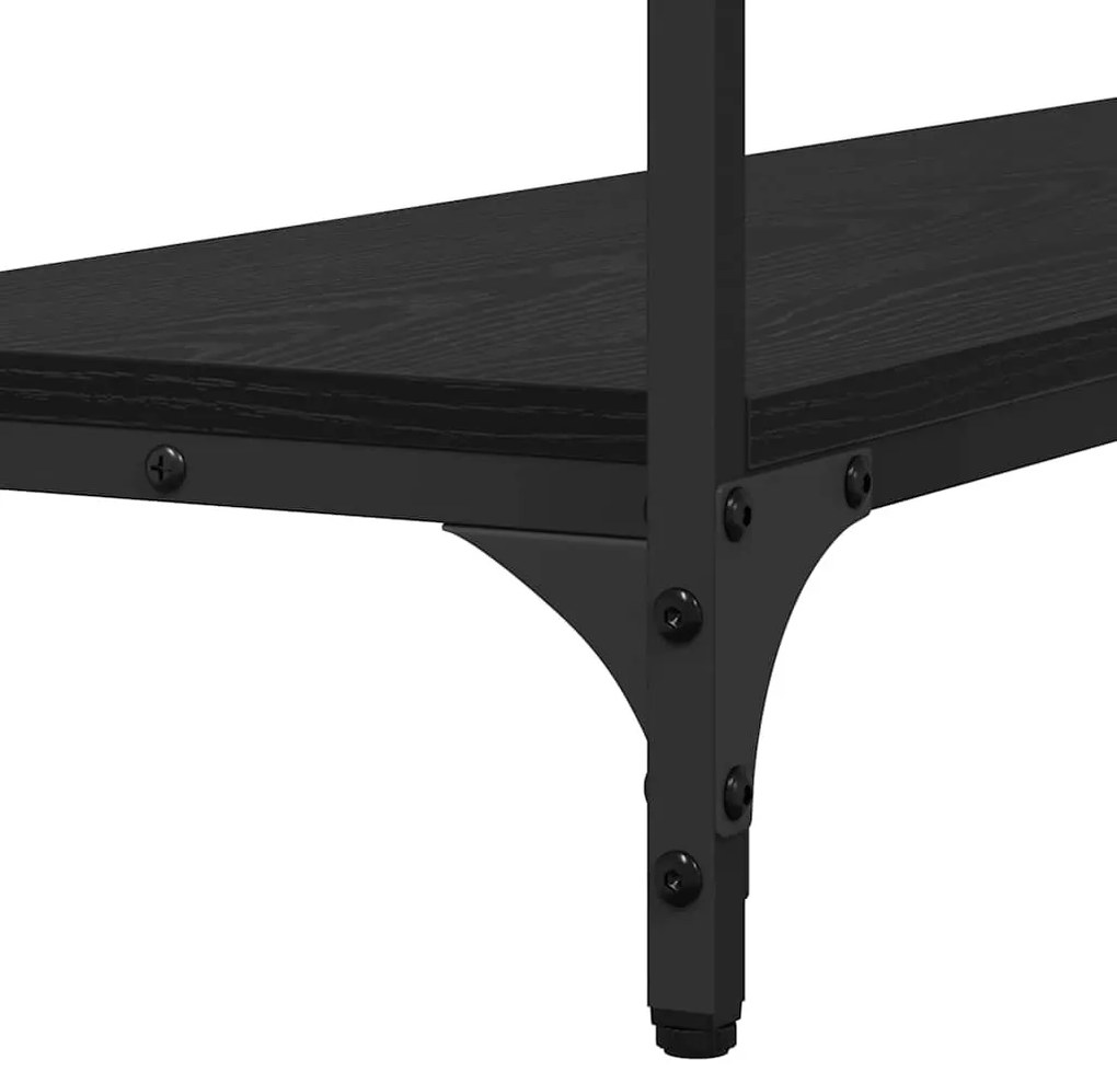 Konzolasztal polcokkal Musta tammi 100 x 30 x 75 cm Faanyag