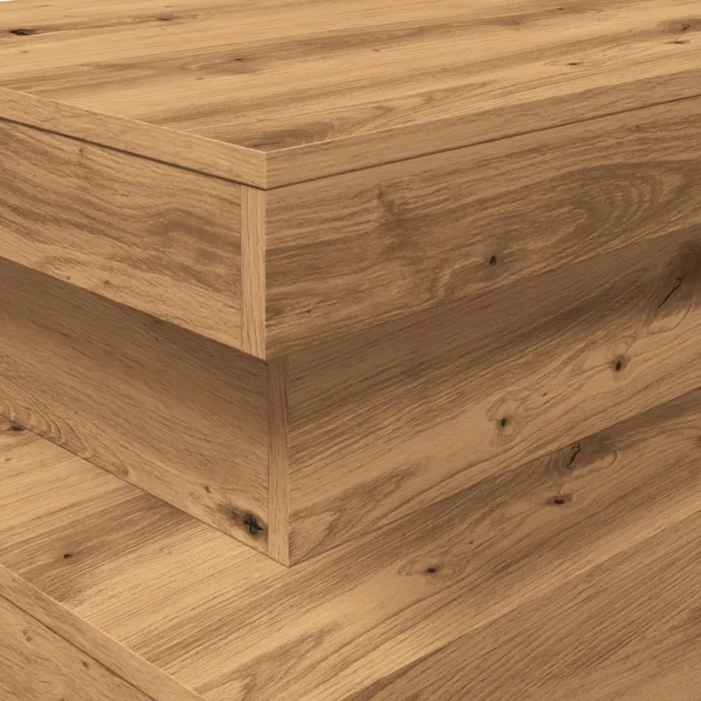 kézműves tölgy színű dohányzóasztal LED-lámpákkal 90x50x40 cm