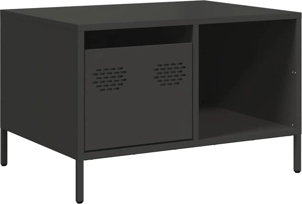 vidaXL fekete hidegen hengerelt acél dohányzóasztal 68,5x50x43,5 cm