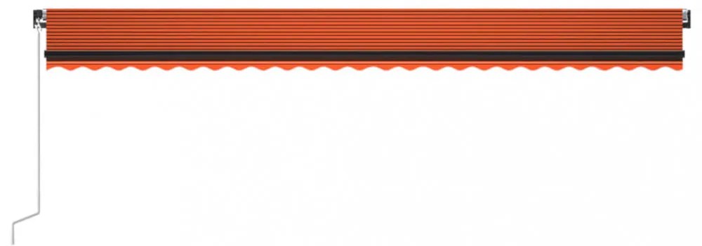 narancs és barna kézzel kihúzható LED-es napellenző 600x350 cm