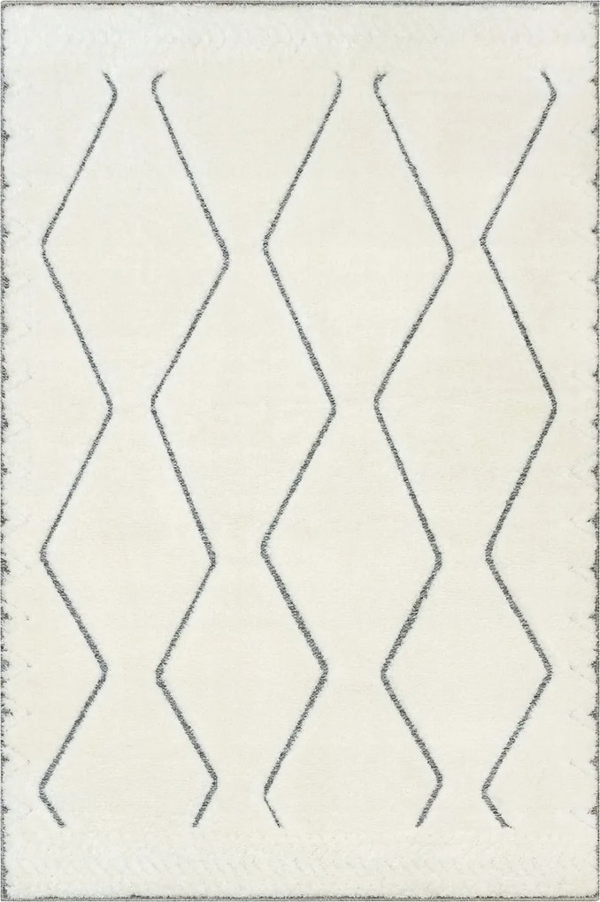 Puha Krémszőnyeg Shaggy Runo Cikk-cakk Háromszögek Etno Lula 160x220 cm