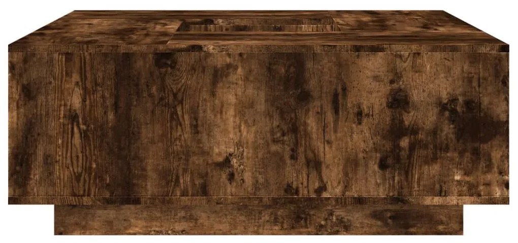 Füstös tölgy színű szerelt fa dohányzóasztal 100x100x40 cm