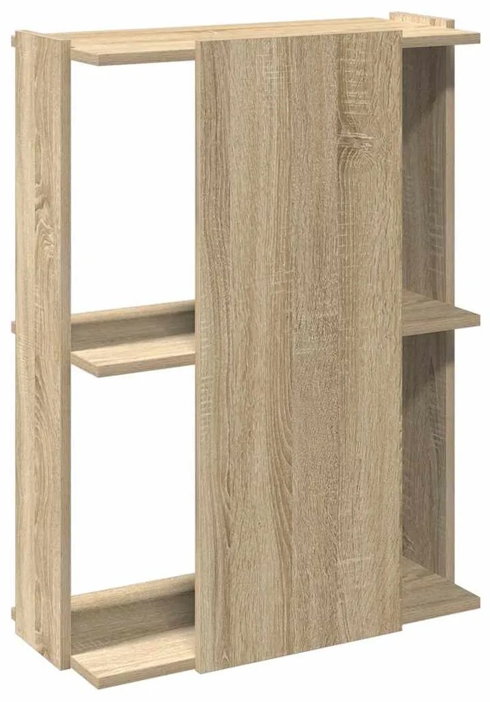 3 szintes sonoma tölgy színű szerelt fa könyvespolc 60x30x80 cm