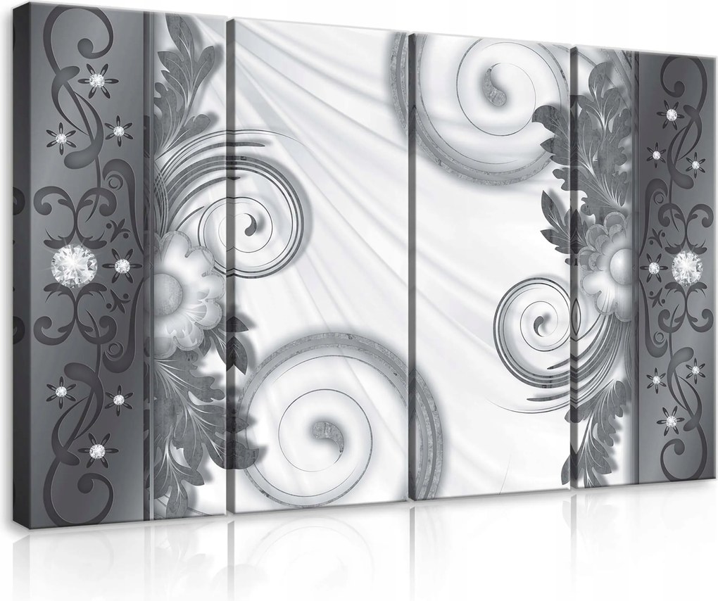 Vászonkép 120x80 moduláris absztrakt minta dísz szürke fehér elegancia