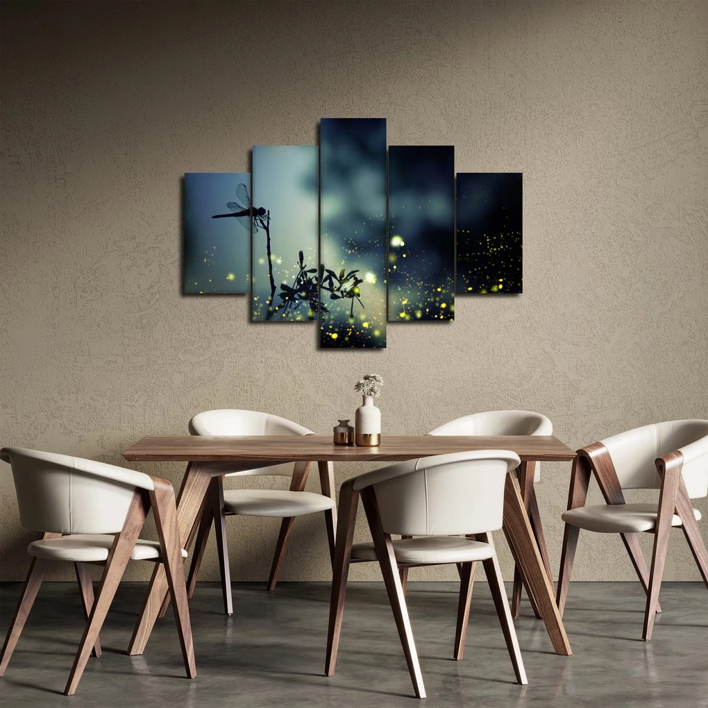 Kép - szitakötő a csillogó éjszakában (150x105 cm)