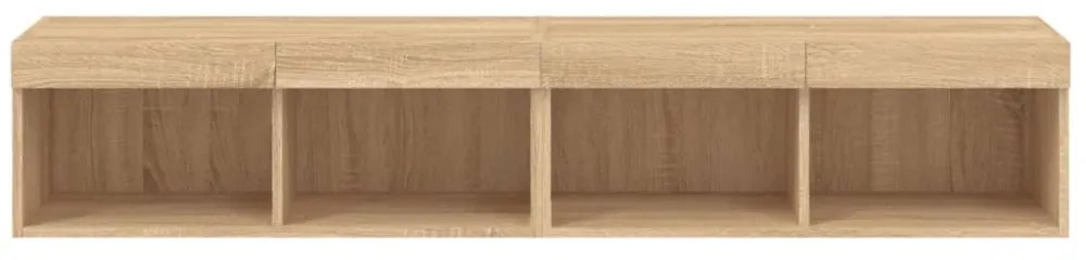 2 db sonoma tölgy színű TV-szekrény LED-ekkel 80x30x30 cm