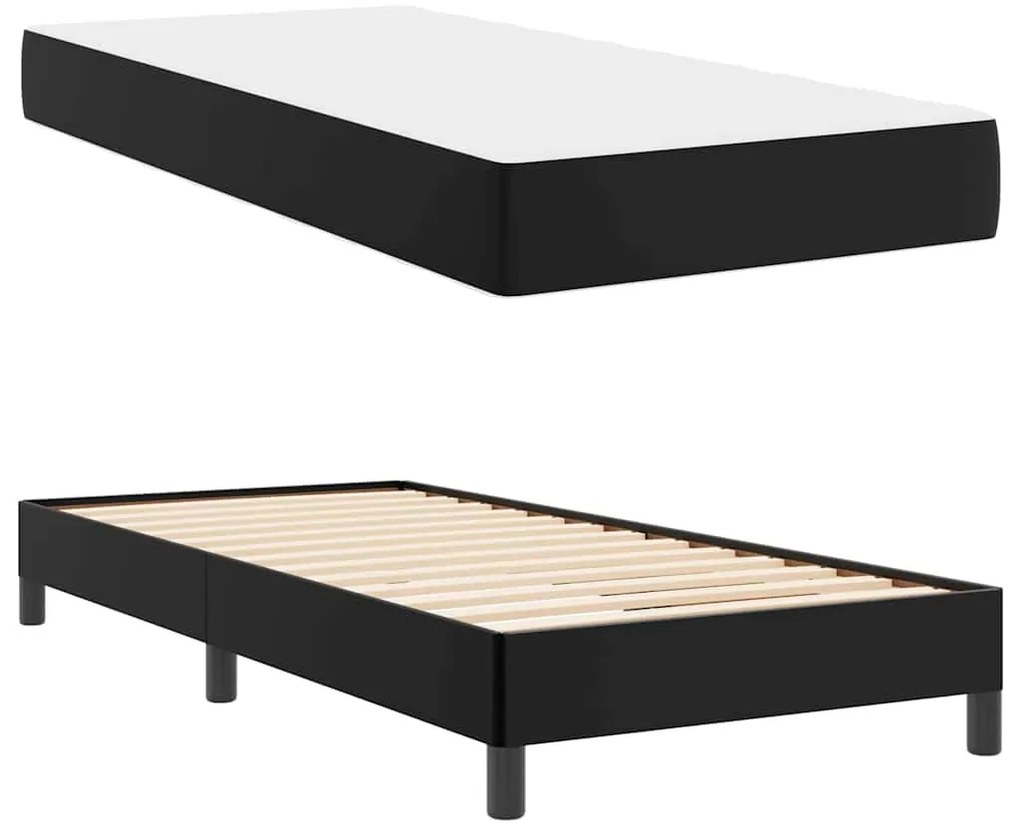 Ágy matracmal Fekete 100 x 200 cm Műbőr