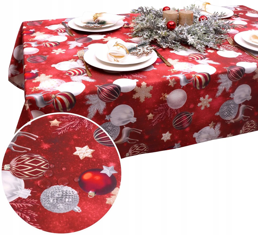 Abrosz Karácsonyi BN25 – Piros 1530 Foltálló 200x140 Karácsony