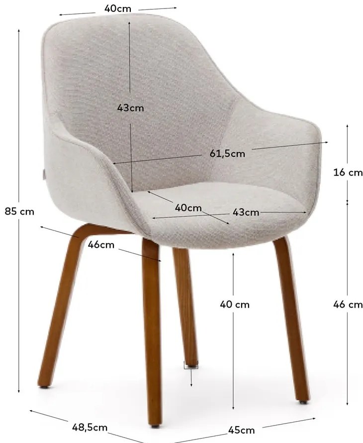 Bézs kárpitozott étkezőfotel Aleli – Kave Home