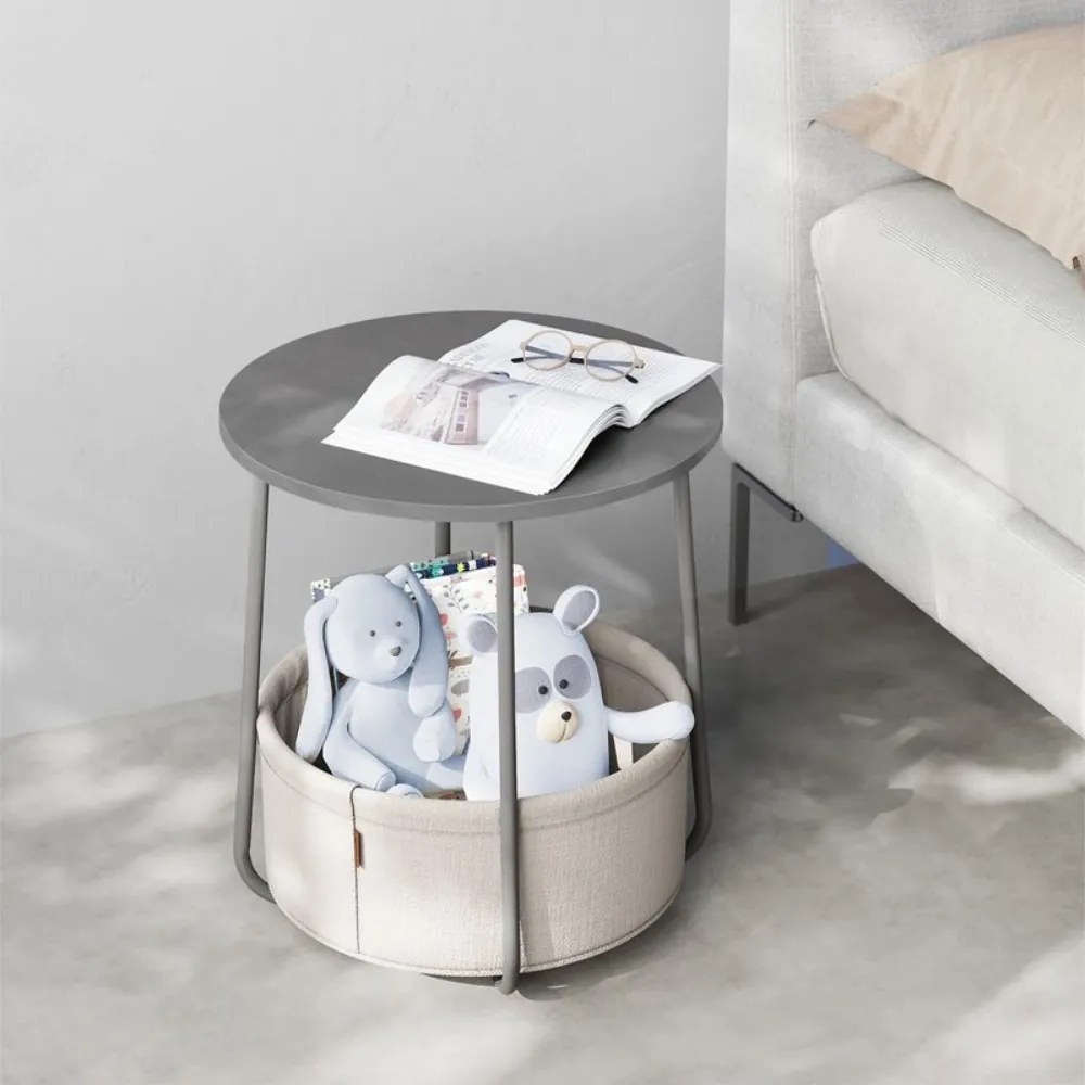 COLETTE kerek tárolóasztal, 45x50cm, szürke/fehér Vasagle