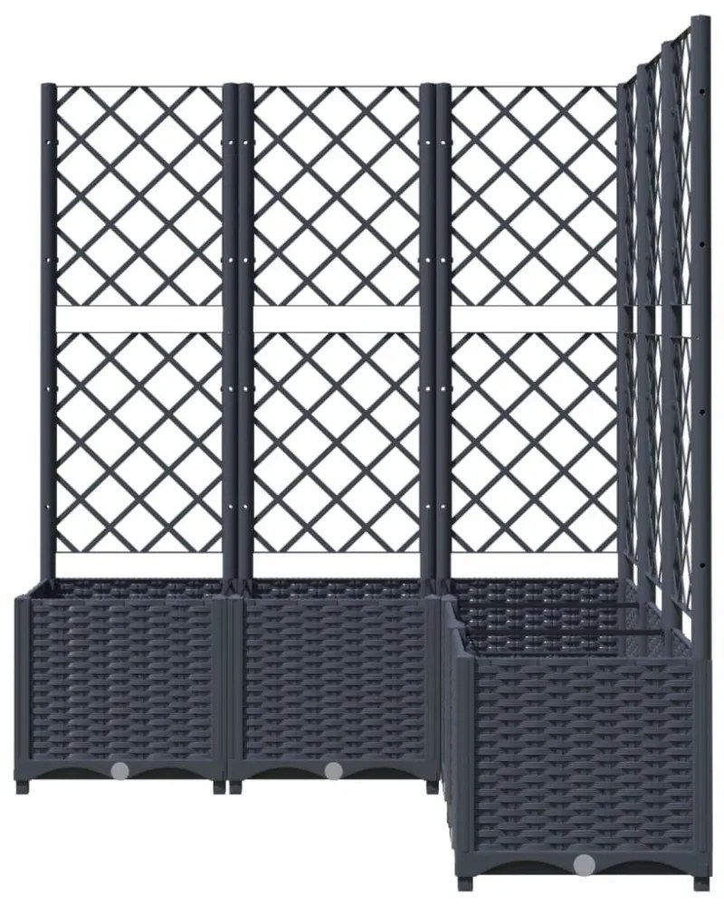sötétszürke PP rácsos kerti ültetőláda 120 x 120 x 136 cm