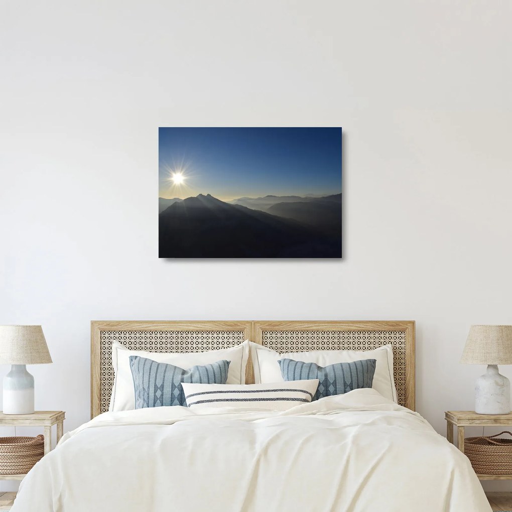 Kép - A hegycsúcsok felett (üvegen) (70x50 cm)