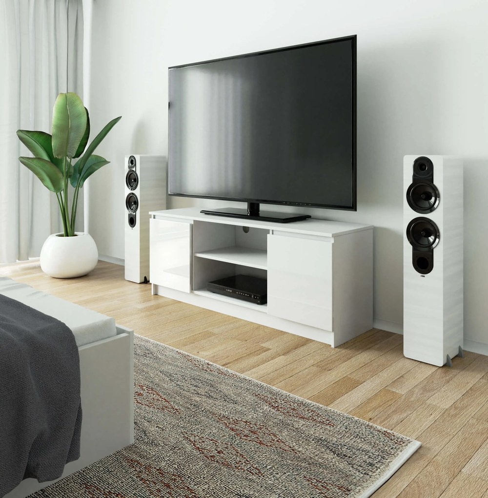 TV asztal Dariel (magasfényű fehér). Akció -17%. 1069055