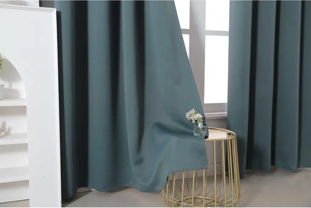 Kék-zöld OXFORD függöny 140x250 cm Felfüggesztés: Hullámos sínszalag