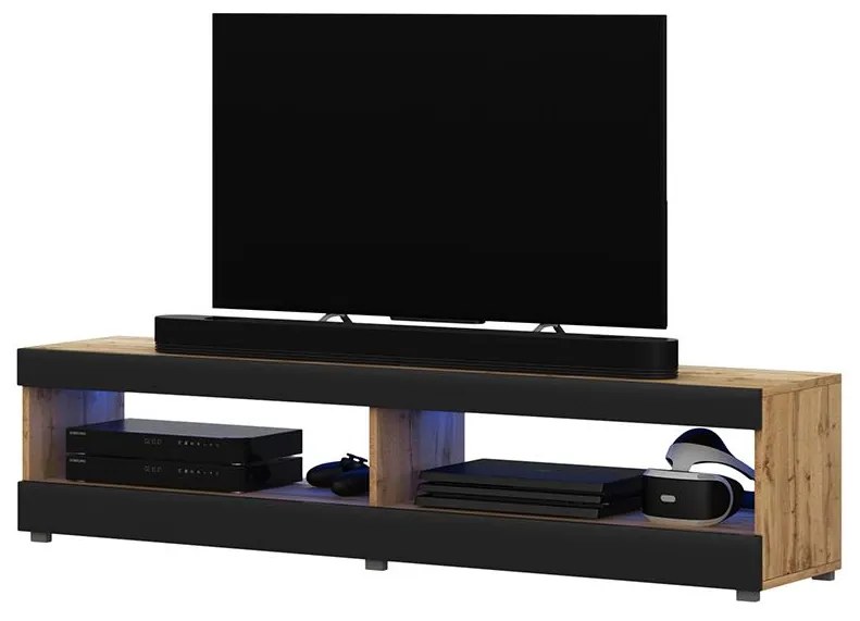 Tv szekrény/asztal Violett 100 (világítással) (lancester tölgy + fekete). 1098640