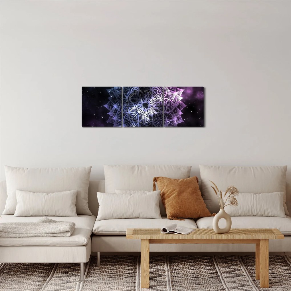 Kép - Lótusz mandala az űrben (órával) (90x30 cm)