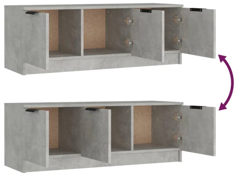 betonszürke szerelt fa TV-szekrény 102 x 35 x 36,5 cm