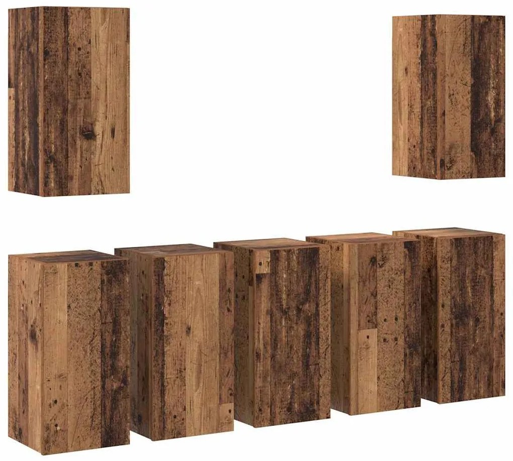 TV szekrény garnitúra 7 pcs Régi fa 30.5 x 30 x 60 cm Faanyag