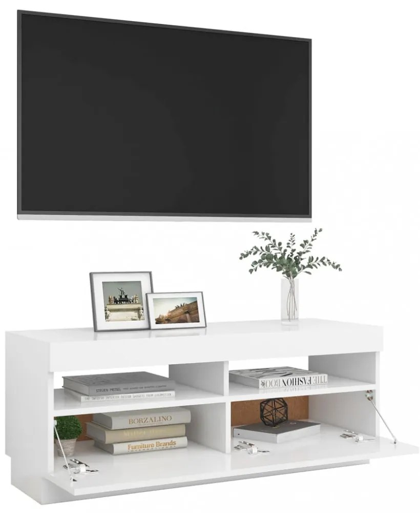 fehér TV-szekrény LED-világítással 100 x 35 x 40 cm