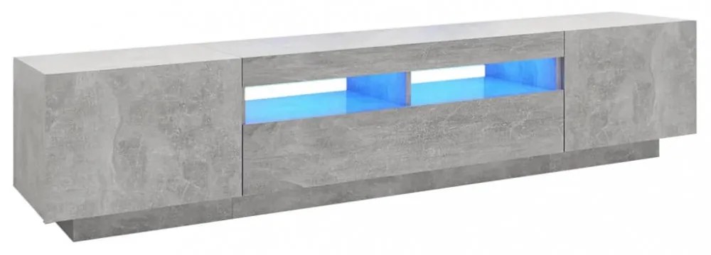 betonszürke TV-szekrény LED-lámpákkal 200 x 35 x 40 cm