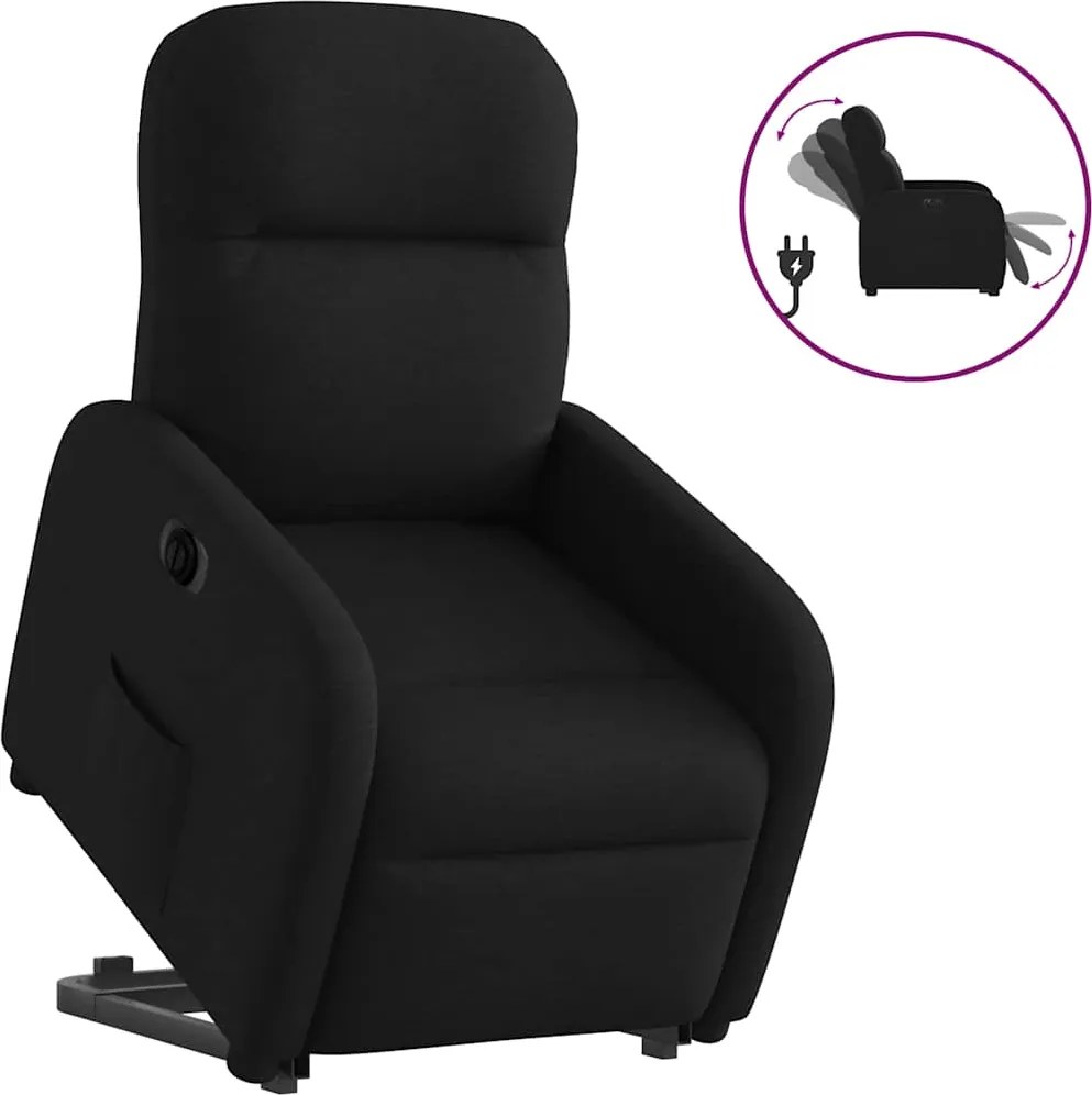 vidaXL elektromos felállást segítő fekete szövet dönthető fotel