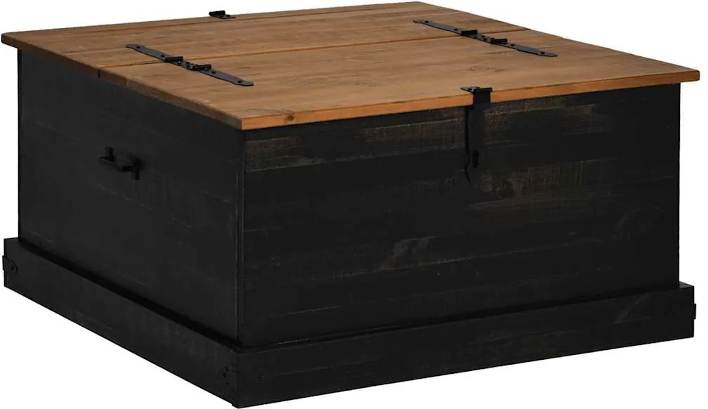vidaXL fekete tömör fenyőfa HALDEN tárolószekrény 91x91x47 cm