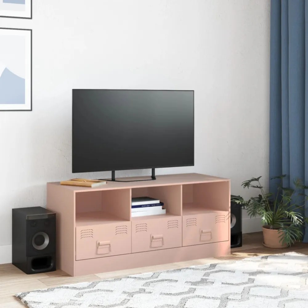 rózsaszín acél TV-szekrény 99 x 39 x 44 cm