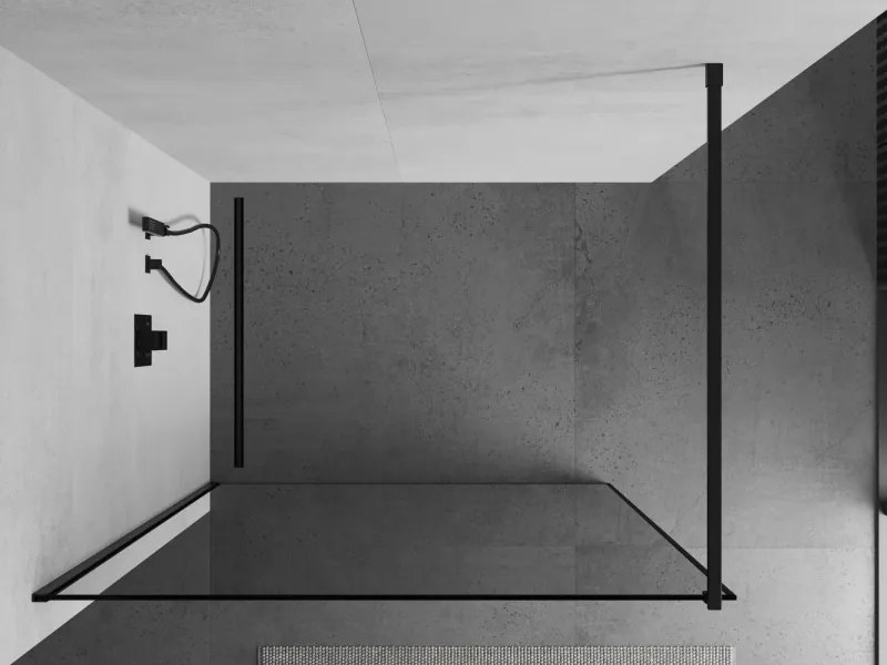Mexen Kioto zuhanyparaván 60x200 cm 8 mm, fekete profil, üveg fekete keret, 800-060-101-70-70