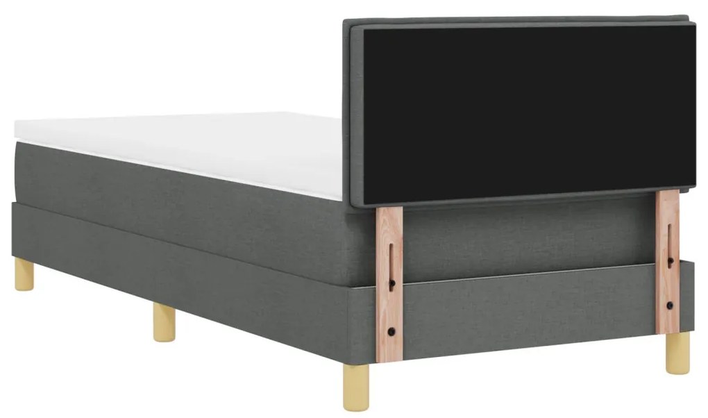 vidaXL LED Box Spring Ágy matracmal Sötétszürke 90 x 200 cm szövet